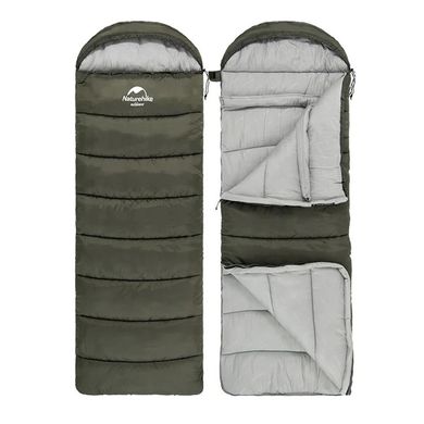 Спальный мешок с капюшоном Naturehike U150 NH20MSD07, (11°C), правый, зеленый
