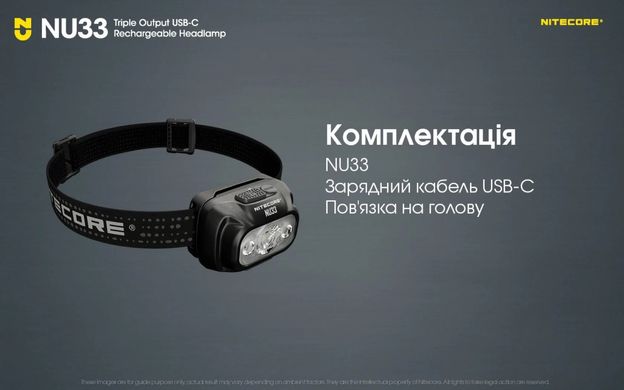 Налобний ліхтар Nitecore NU33 700 lm (USB-C) Black