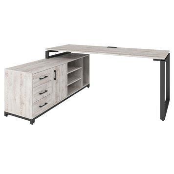 Офисный письменный стол руководителя Loft Details F180b Сосна лофт белая