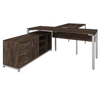 Офисный письменный стол руководителя Loft Details FMB200 с брифингом Венге винтаж с царгой