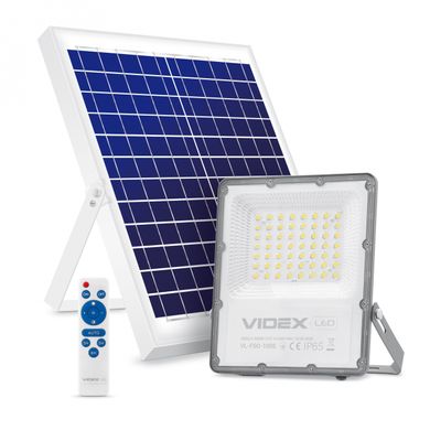 Прожектор на сонячній батареї VIDEX 30W 5000K LED автономний