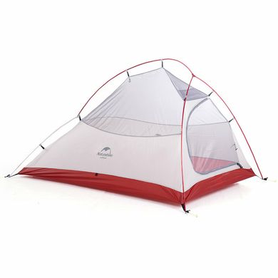 Палатка сверхлегкая двухместная Naturehike Сloud Up 2 Updated NH17T001-T 20D с футпринтом и юбкой , серо-красная