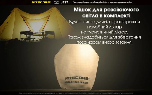 Налобний ліхтар Nitecore UT27 (3xAAA, USB-C) 520 lm