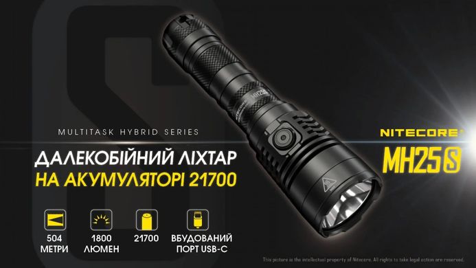 Ручний ліхтар Nitecore MH25S 1800 lm (USB Type-C)