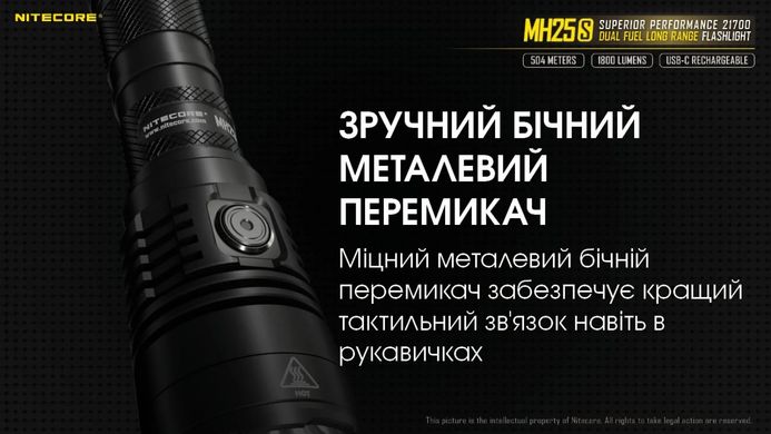 Ручной фонарь Nitecore MH25S 1800 lm (USB Type-C)