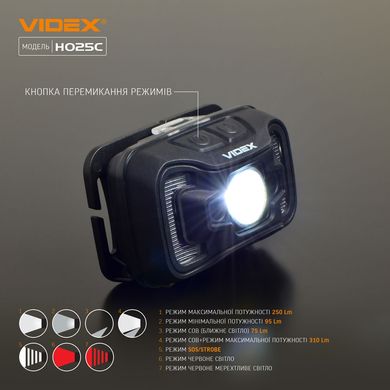 Налобний ліхтар VIDEX VLF-H025C 310Lm 5000K